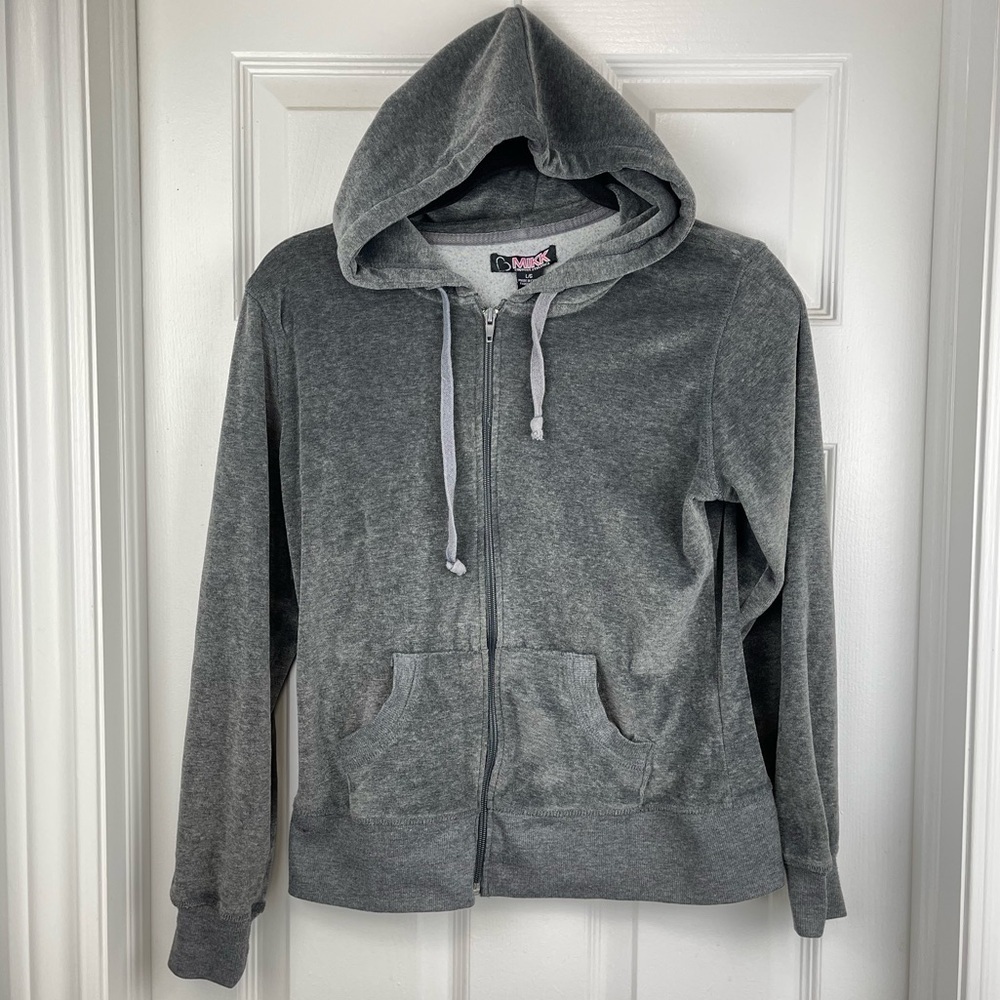 [MIKK] Gray velour Style Y2K Zip up